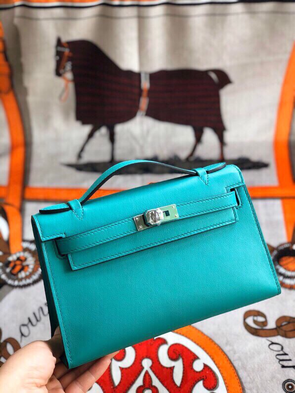 에르메스 미니 켈리백22 베르트베로나 은장 스위프트